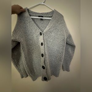 Button up gray knit sweater